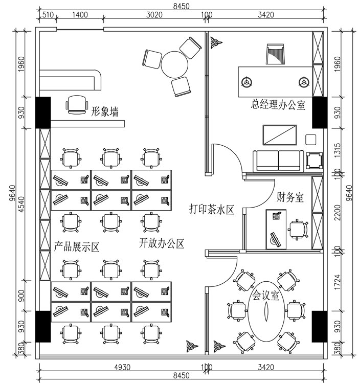 100平方辦公室設(shè)計(jì)方案效果圖