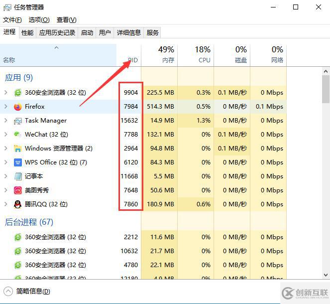 電腦任務(wù)管理器pid如何顯示