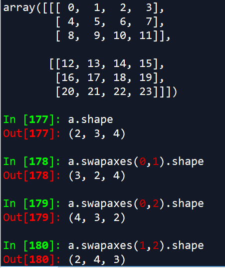 Numpy庫(kù)中swapaxes(a,x,y)方法的介紹