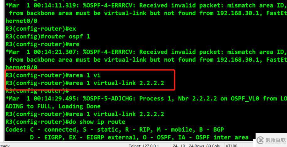 OSPF虛鏈路互通實驗