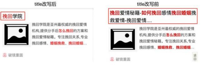 4、百度標題改寫機制 為保證搜索用戶的體驗，百度搜索將會對部分易造成用戶誤導的頁面標題進行相應的改寫，包括但不限于以下幾種情況： 對于標題堆砌等過度優(yōu)化的站點首頁，百度搜索會將過度優(yōu)化的標題直接改寫為站點名稱或公司名稱; 對于部分表意模糊的頁面，百度搜索將會從頁面中提取頁面關鍵信息補充在標題中，保證用戶能夠及時獲取有效信息。 針對標題堆砌的改寫示例： 圖4-1 針對標題堆砌問題的改寫示例 對于規(guī)范若存在任何問題，歡迎通過反饋中心聯(lián)系我們。